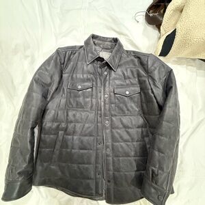 Neiman Marcus Men's Charcoal Quilted Shirt Jacket